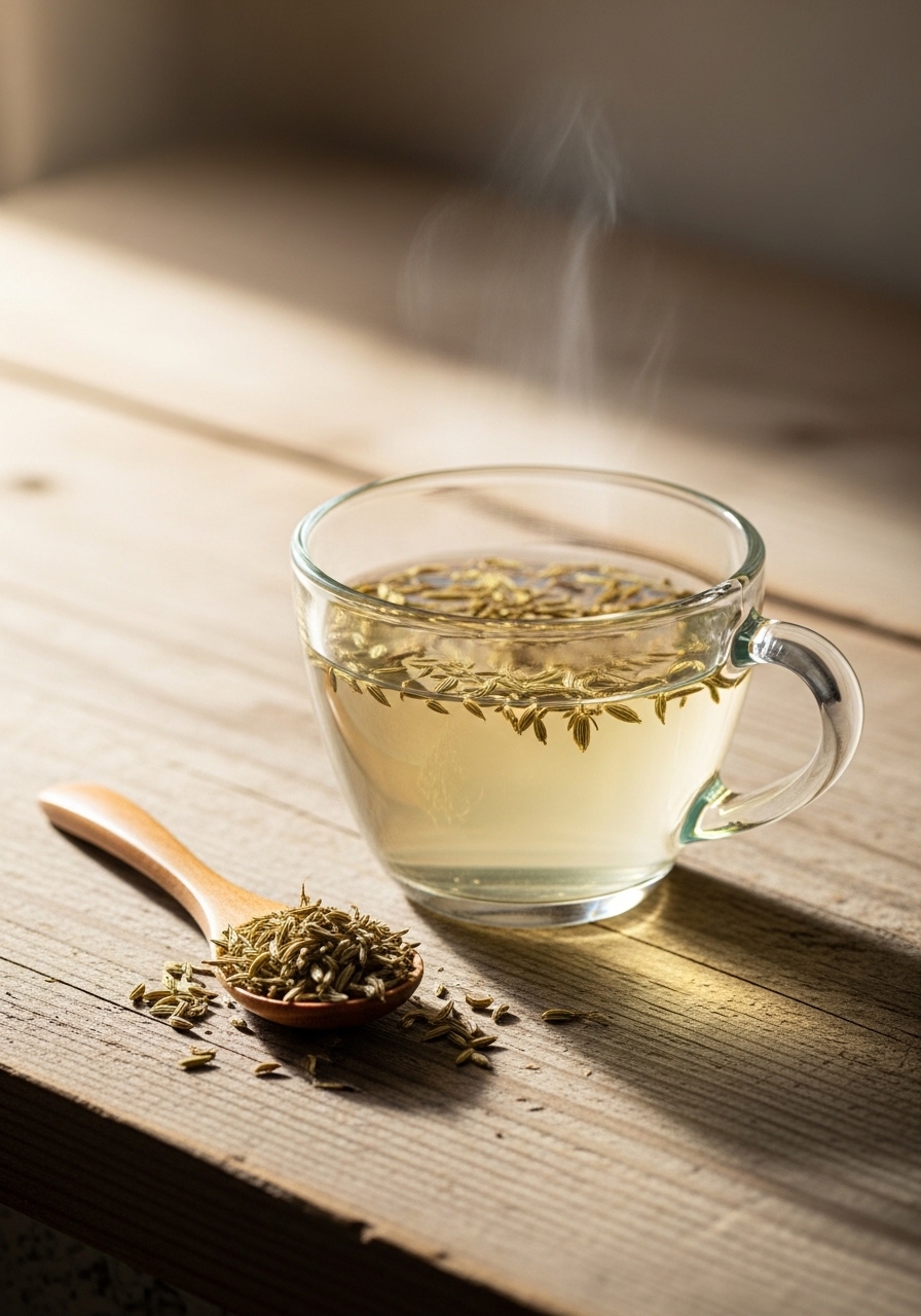 Fennel tea with fennel seeds for digestive relief