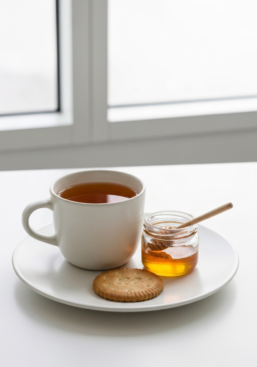 Chamomile tea with a plain cracker for a gentle acid reflux remedy